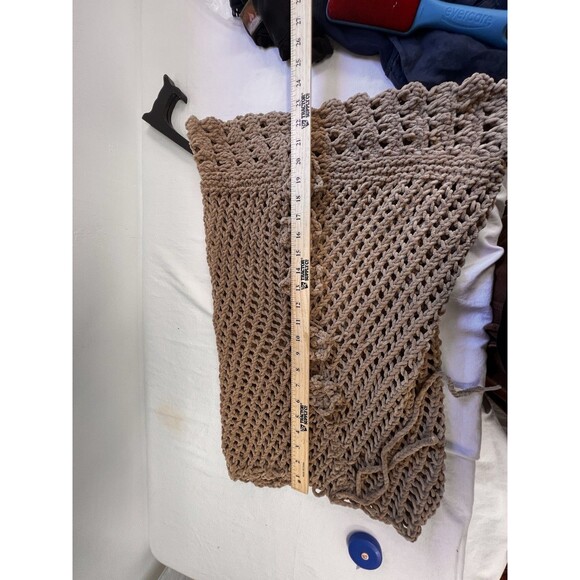Crochet Vintage Beige Sweater, Skirt & Bag Set Henrietta Tanuska Beverly Hills s - Picture 13 of 16